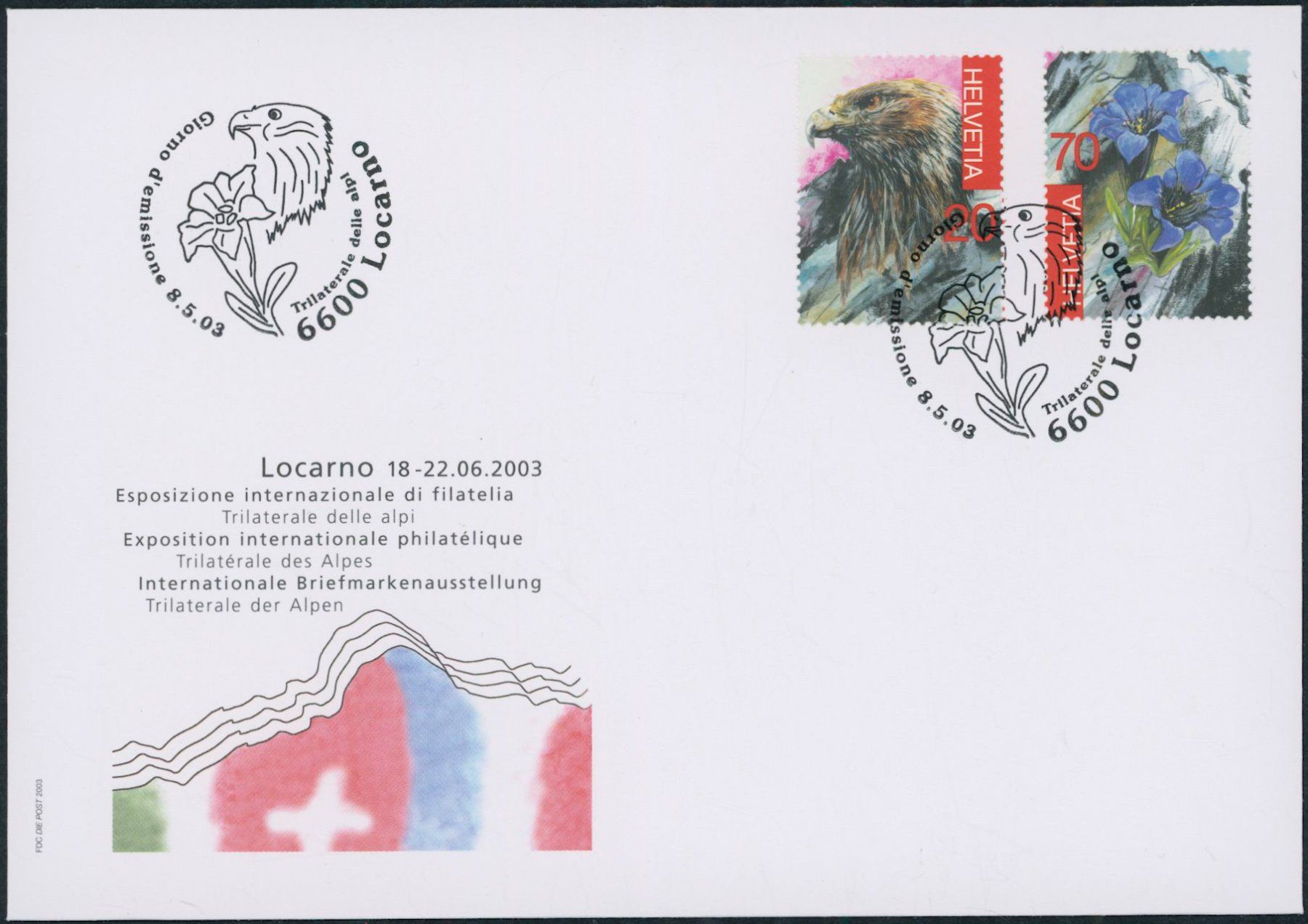 Tutti i francobolli: 2003 - Trilaterale Ticino - Blockausschnitte - FDC ET – Usato da Schindellegi venduto da stationary