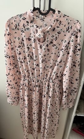 Sommerkleid/Herbstkleid, Blumenmuster rosa, Gr. S