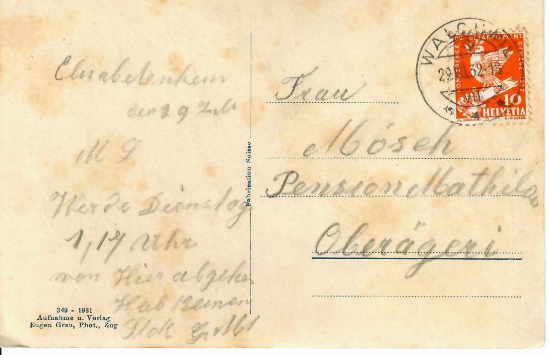 Cartoline postali: Walchwil 1932 – Usato da Hochdorf venduto da Ziegel-16 1