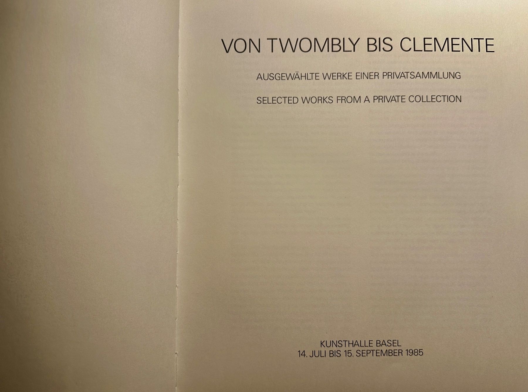 Libri: Kunsthalle Basel: Von Twombly bis Clemente. 1985 d/e – Usato da Zürich venduto da allp 2