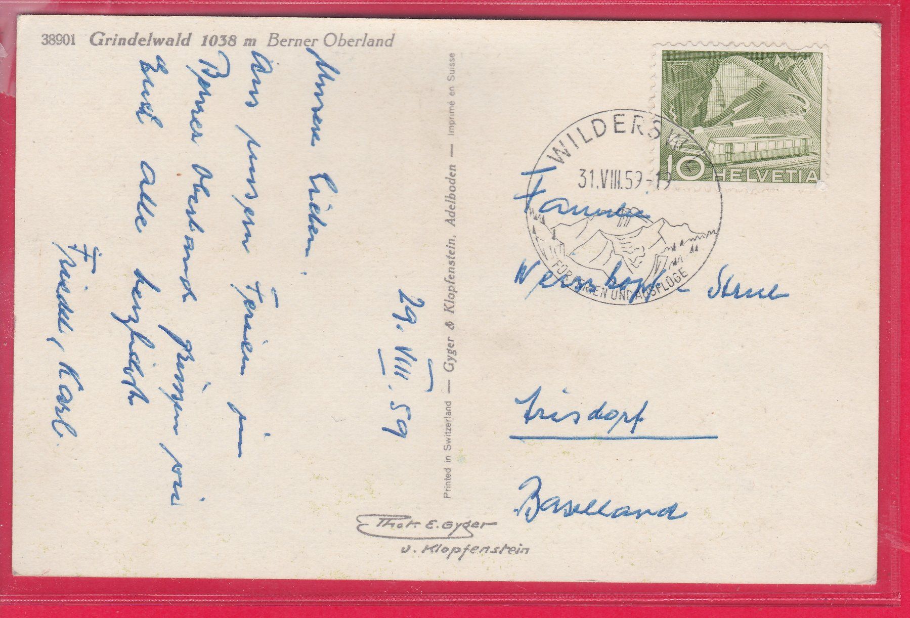Cartoline postali: GRINDELWALD, (5-BILD) 31.8.1959 – Usato da Oberrieden venduto da Gebirgsstelze 1