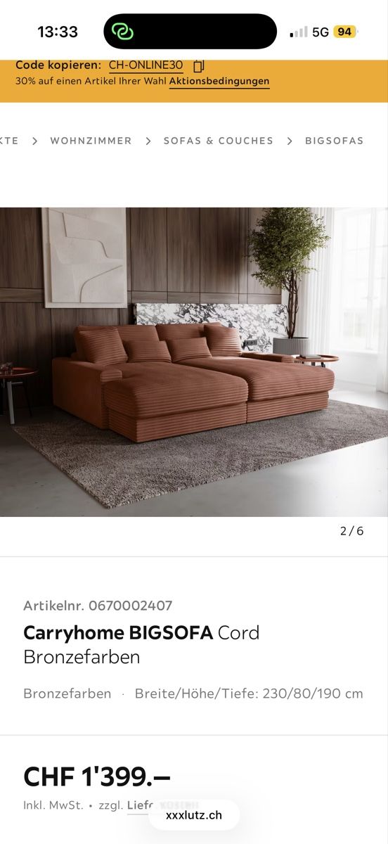 Divani: Bigsofa XXXLutz – Nuovo (secondo la descrizione) da Grenchen venduto da Spicyrize 4