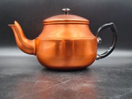 Retro Teekanne aus kupferfarbenem, eloxiertem Aluminium 1950