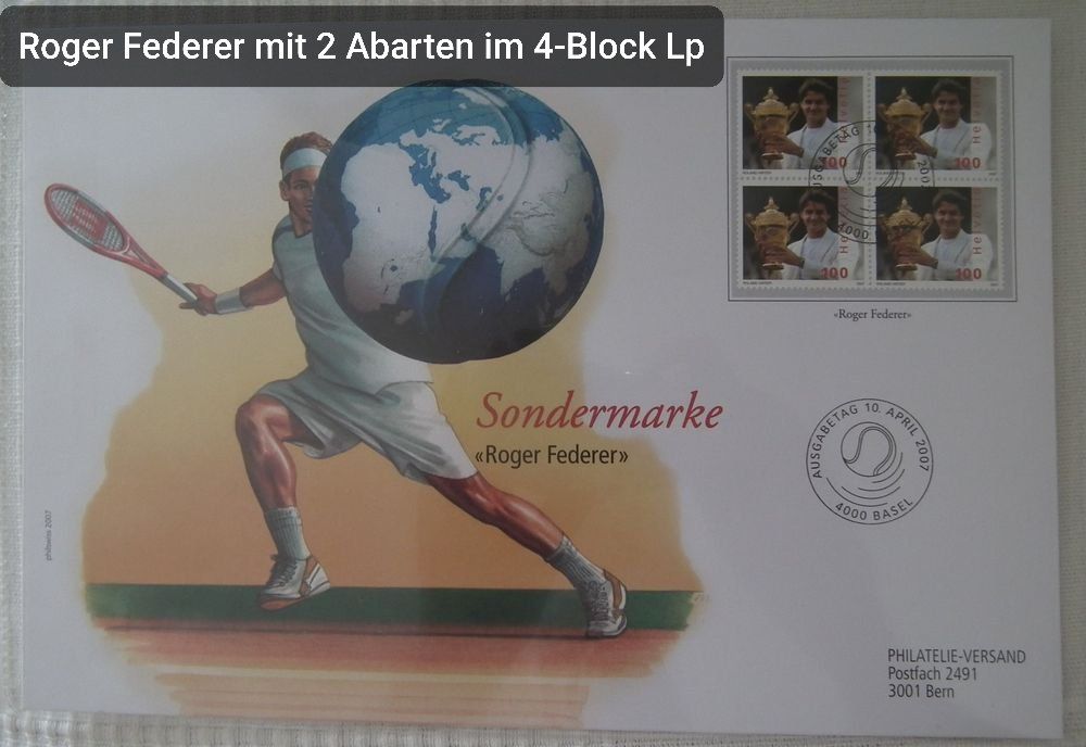 Tous les timbres: FDC mit 2 Abarten, Manschettenknopf, Retouche im 4-Block Lp – Neuf (Voir description) à Baden par Eggi