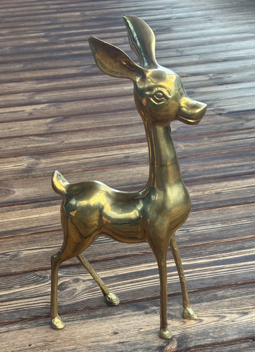 Statuette: grosses Rehkitz solider Messingguss poliert – Usato da Lüchingen venduto da Eeizo 5