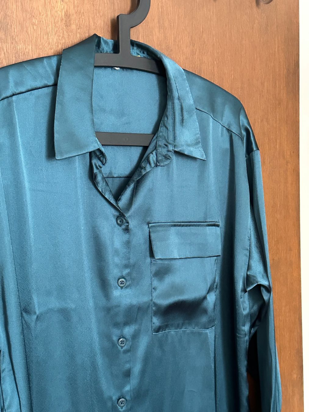 Camicette: Elegante Satin Bluse Oversized Petrolblau – Usato da Maienfeld venduto da bumble-bee888 2
