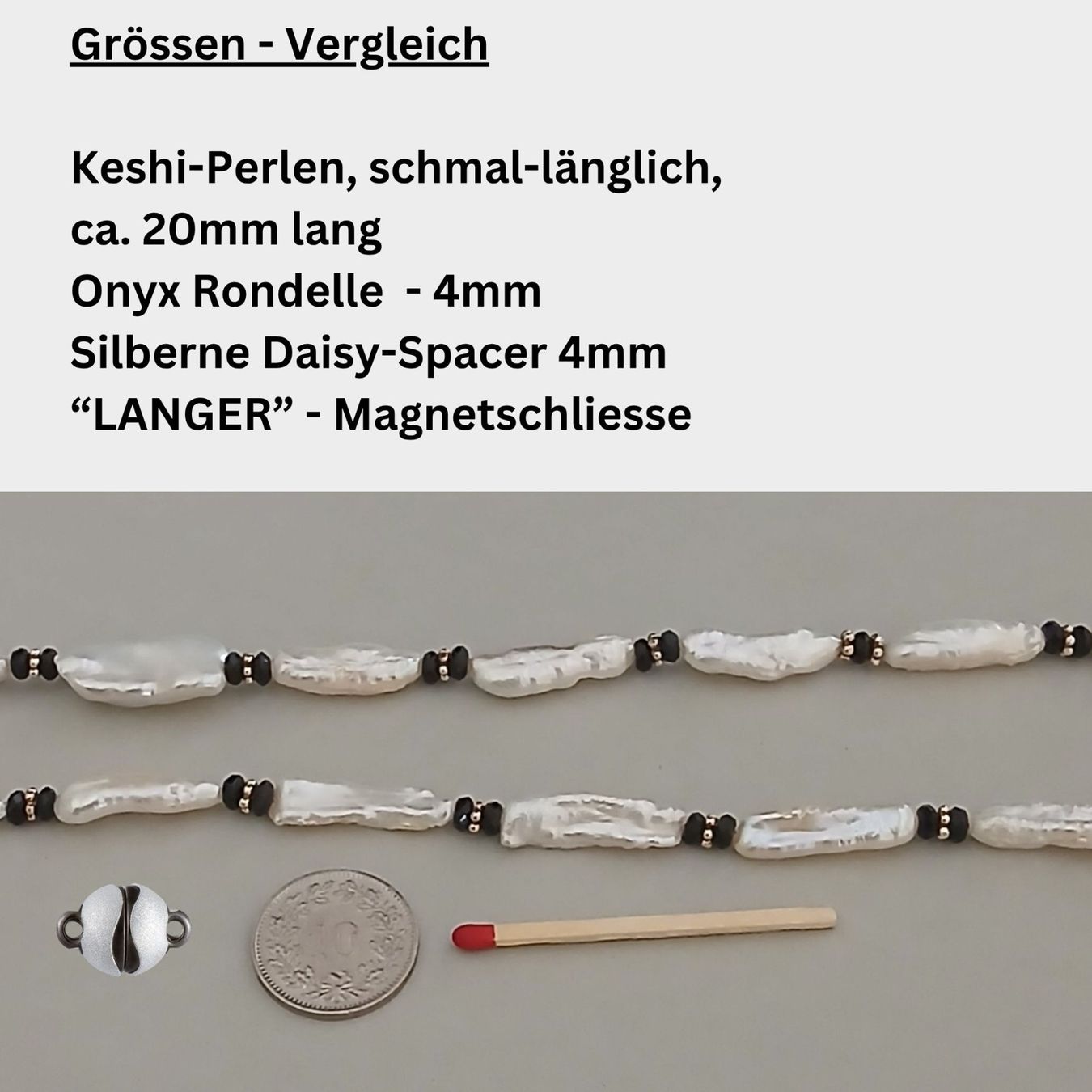 Onyx Catenine: Keshiperlen - lange Kette - 96cm - Perlen-Collier - Silber – Nuovo e nell'imballaggio originale da Lütisburg venduto da Emarra 4