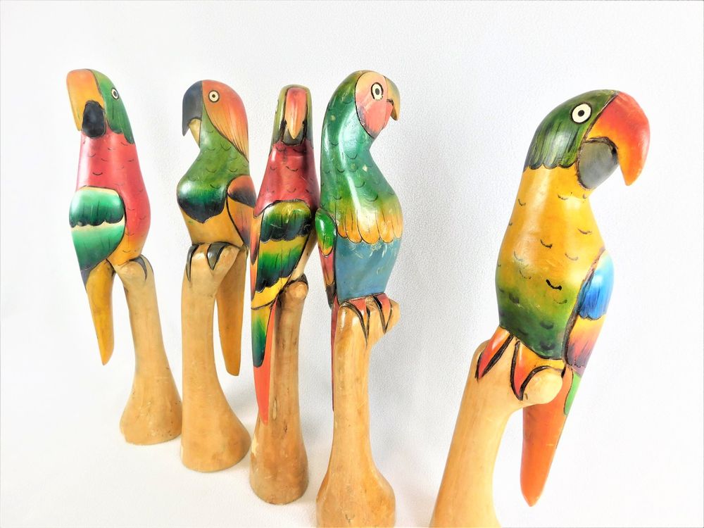 Pistro Papageien-Skulptur Aus Kunstharz - Bunte Garten-Deko, Grüne Zoo-Figur Für Haus & Terrasse