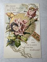 Alte französische Postkarte, Rosenmotiv,