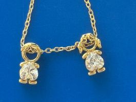 Luxus Elegante Edelsthal Zirkonia Kette Farbe : Gold / weiss