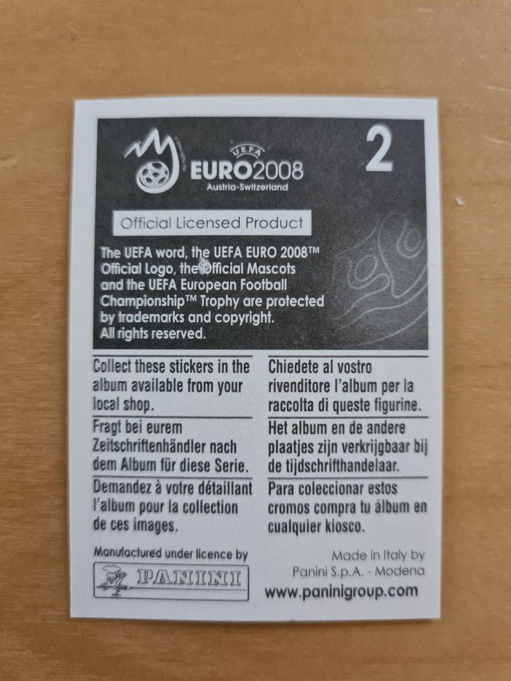 Panini Carte collezionabili: Panini UEFA EURO 2008 Nr. 2 UEFA Fair Play – Usato da Oberwil BL venduto da Spieltopia 1