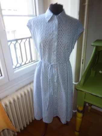 robe broderie anglaise bleu 40 adolfo dominguez femme