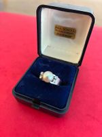 750er 18K Weißgold Ring – Perle & 0,14 ct Diamanten Antik
