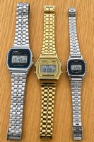 3x originale Casio Vintage Digitaluhren,Silber & Gold
