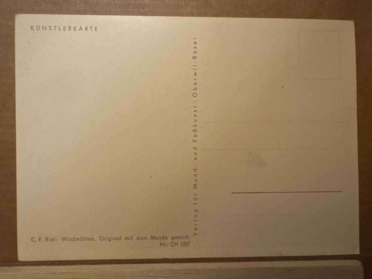 Cartoline postali: AK mit Kunst von C. F. Riet / Windmühlen – Usato da Rümlang venduto da Kartenpost1 1