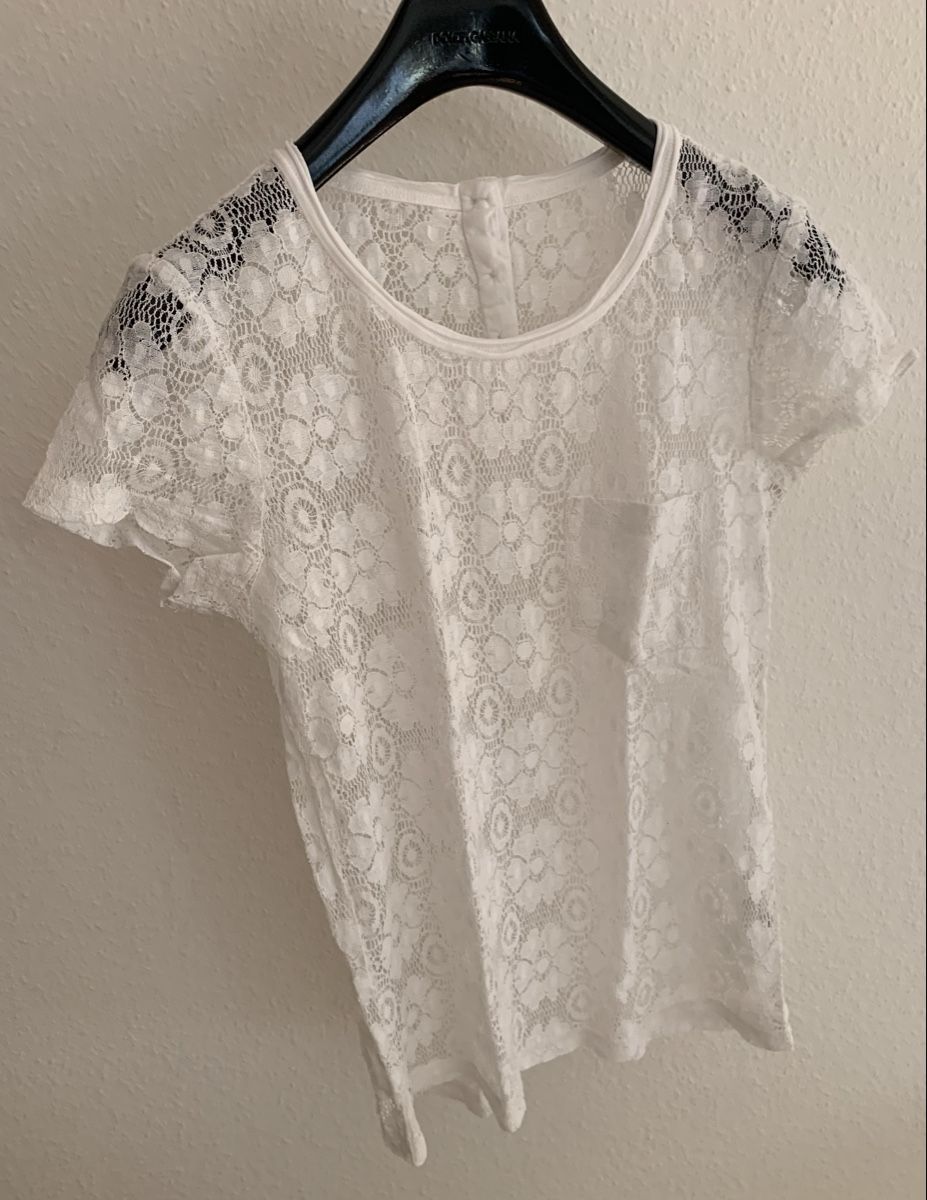 H&M T-Shirts: T-Shirt aus weisser Spitze – Gebraucht aus Zürich von p_q7q_nichtraucher