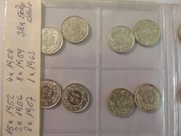 38 x 1/2 Fr. 1952-1963 Silbermünzen