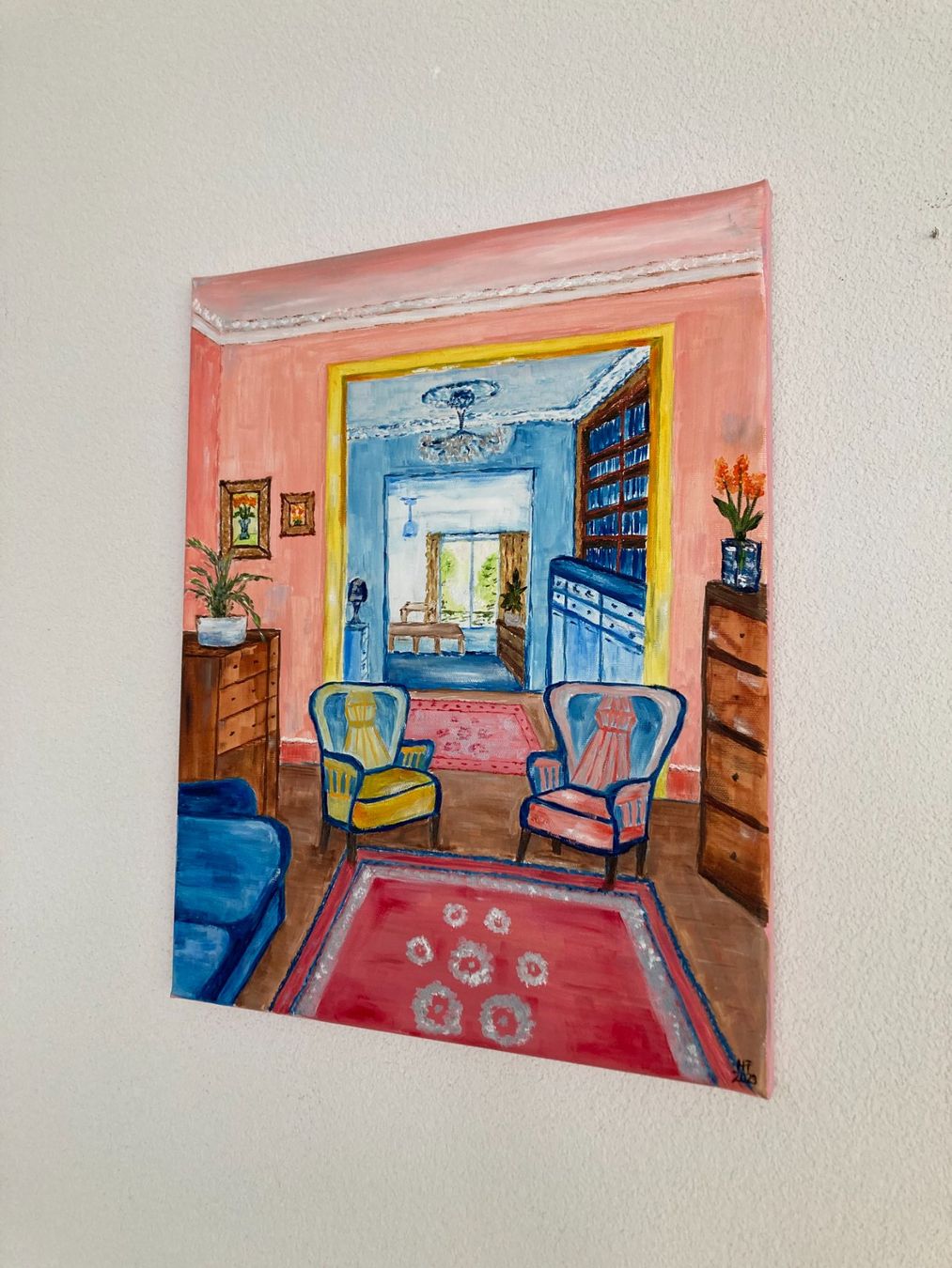Dipinti: Gemälde, Öl auf Leinwand, Wohnzimmer Interieur, Kunst – Nuovo (secondo la descrizione) da Cham venduto da Felha 3