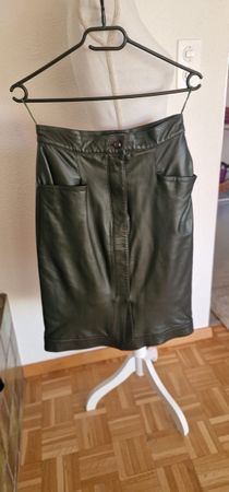 Echt Leder Rock Olivgrün Bleistiftrock Winterrock Gr. 34