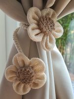 2 Attachés de rideaux fleurs (Beige/Taupe)