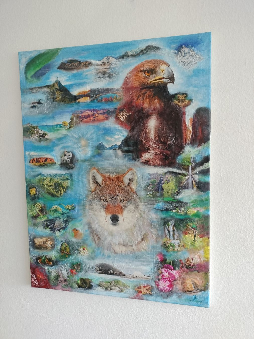 Dipinti: Einzigartiges Gemälde mit Wolf und Adler - Blickfang! – Usato da Zug venduto da Fristeiler 1