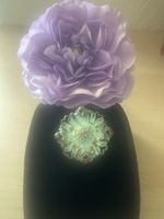 Vintage Brosche Blume grün patiniert