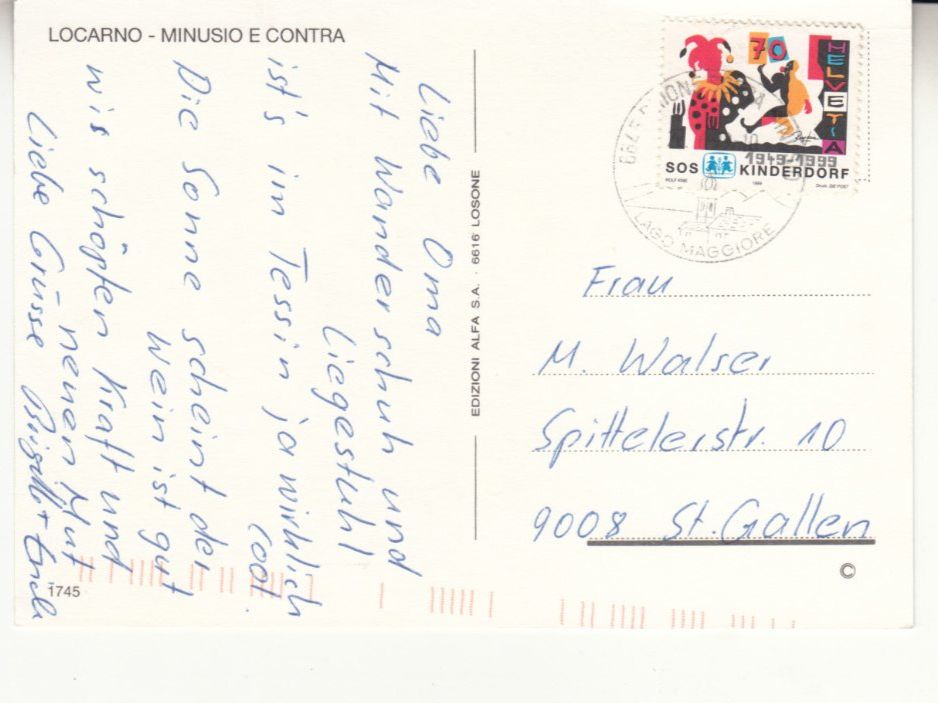 Ansichtskarten: Locarno 1999 – Gebraucht aus Bürglen TG von StampGraf 1