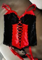 Corsage Strapse Schwarz Rot mit Spitze Grösse Cup B 075