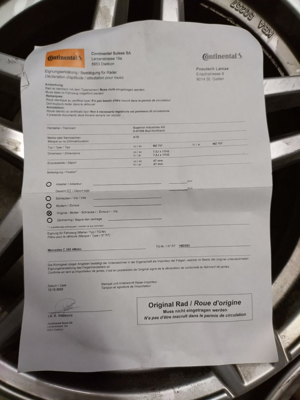 Cerchioni: ATS Felgen 17" – Usato da Dicken venduto da GF9115 1