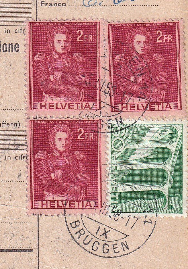 Tutti i francobolli: Begleitadresse mit Hist.Bildern 3xFr.2.--  +60Rp. – Usato da Spreitenbach venduto da Sansimark 1