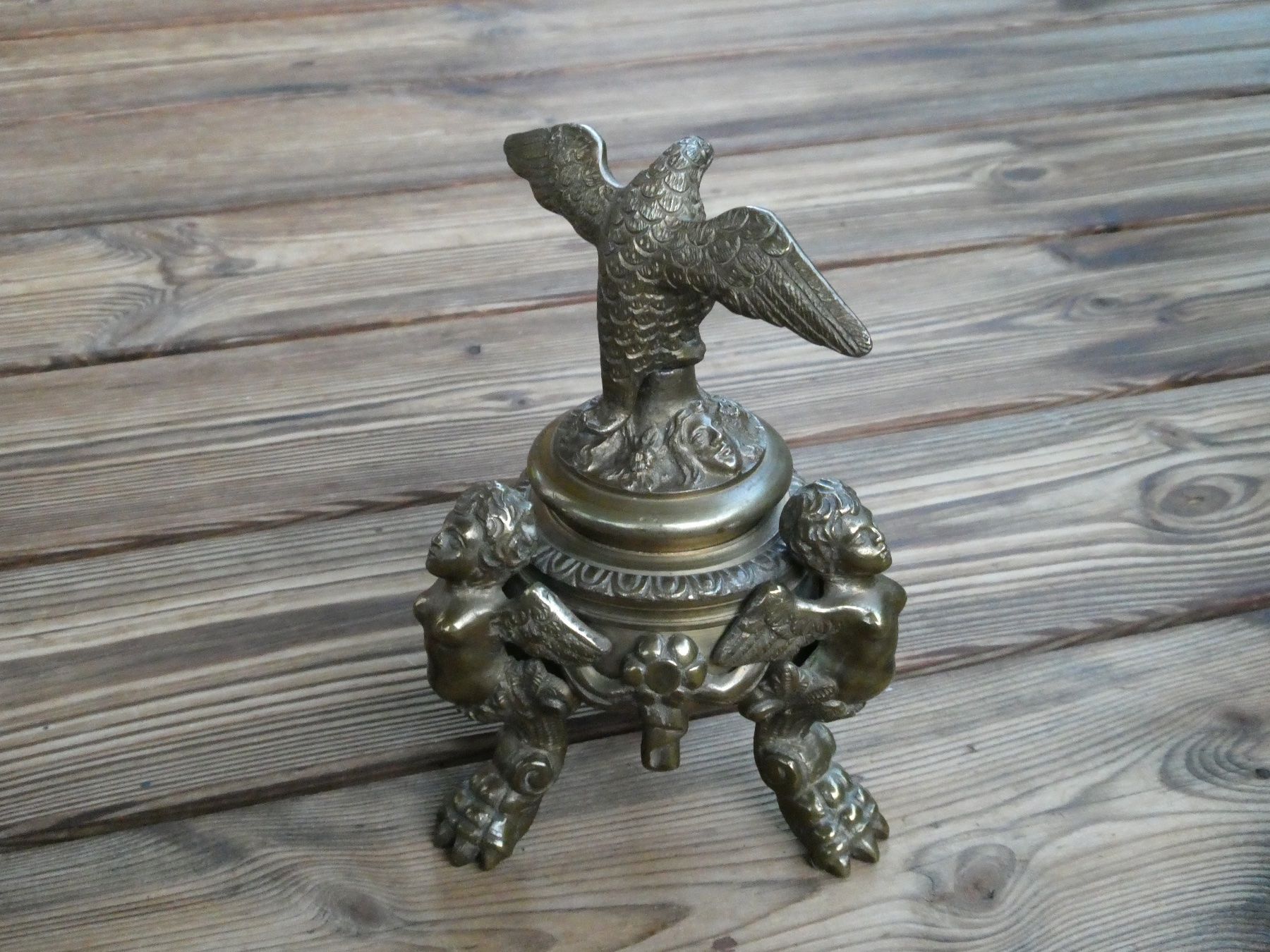 Skulpturen & Statuen: antikes Tintenfass, Tintengefäss schwerer Bronzeguss – Gebraucht aus Lüchingen von  2