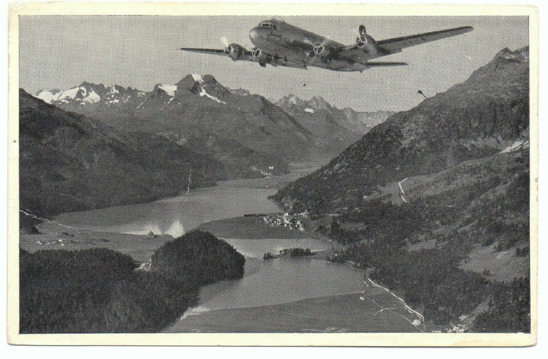 Cartoline postali: SWISSAIR Flugzeug Douglas PC-7 im Engadin – Usato da Jona venduto da philajona