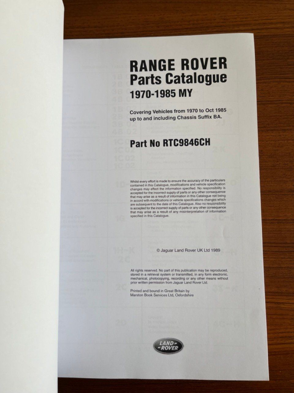 Libri: Catalogue pièces détachées Range Rover 1970-1985   RTC9846CH – Usato da Petit-Lancy venduto da DonJen 2