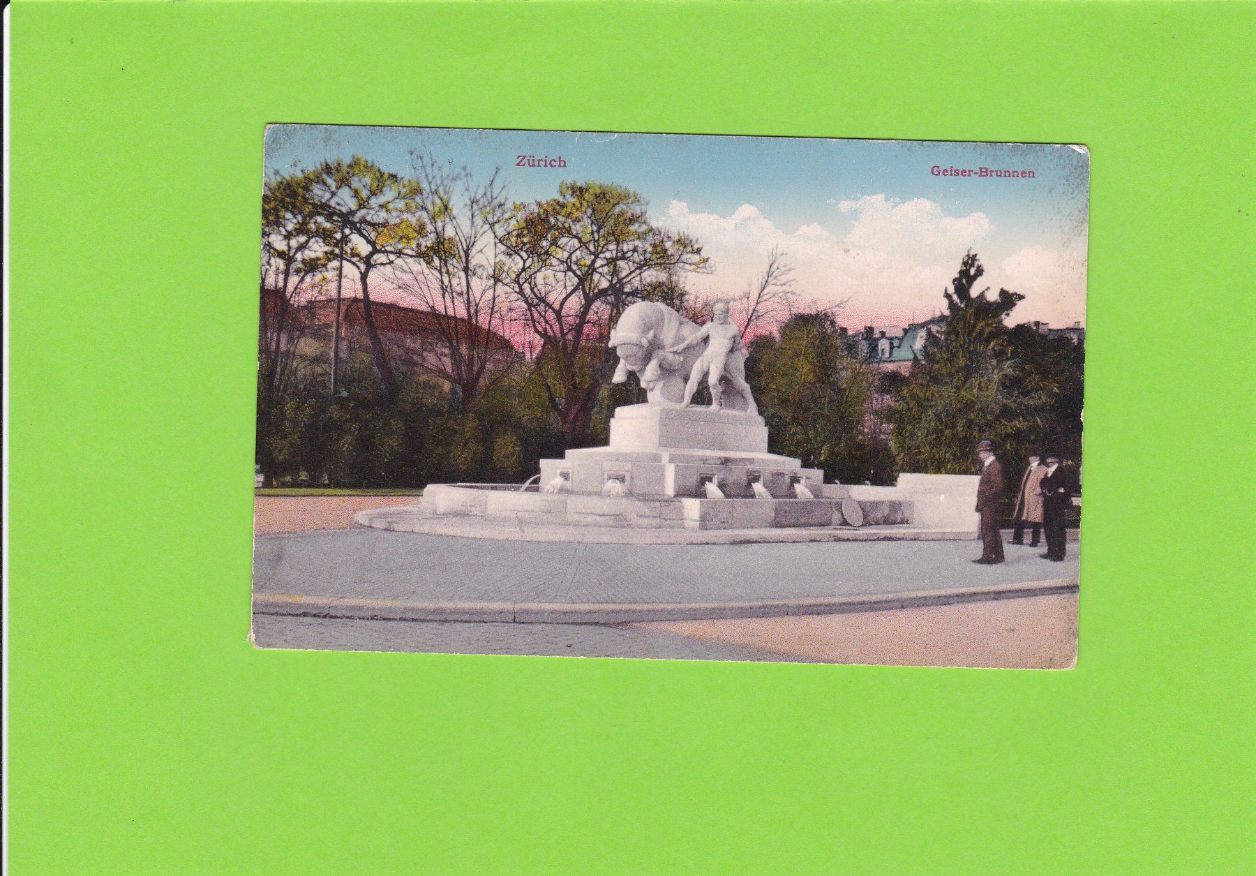 Cartoline postali: Zürich-Geiser Brunnen, belebt – Usato da St. Peterzell venduto da neckertal