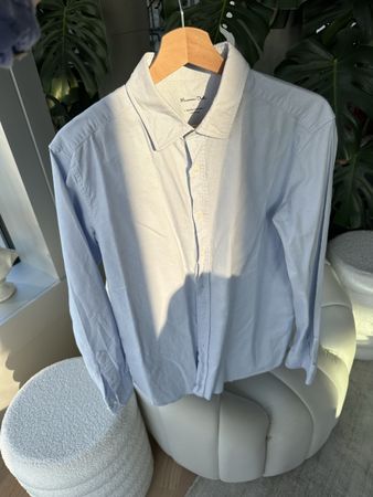 Massimo Dutti Herren Hemd, hellblau, Grösse L, Baumwolle