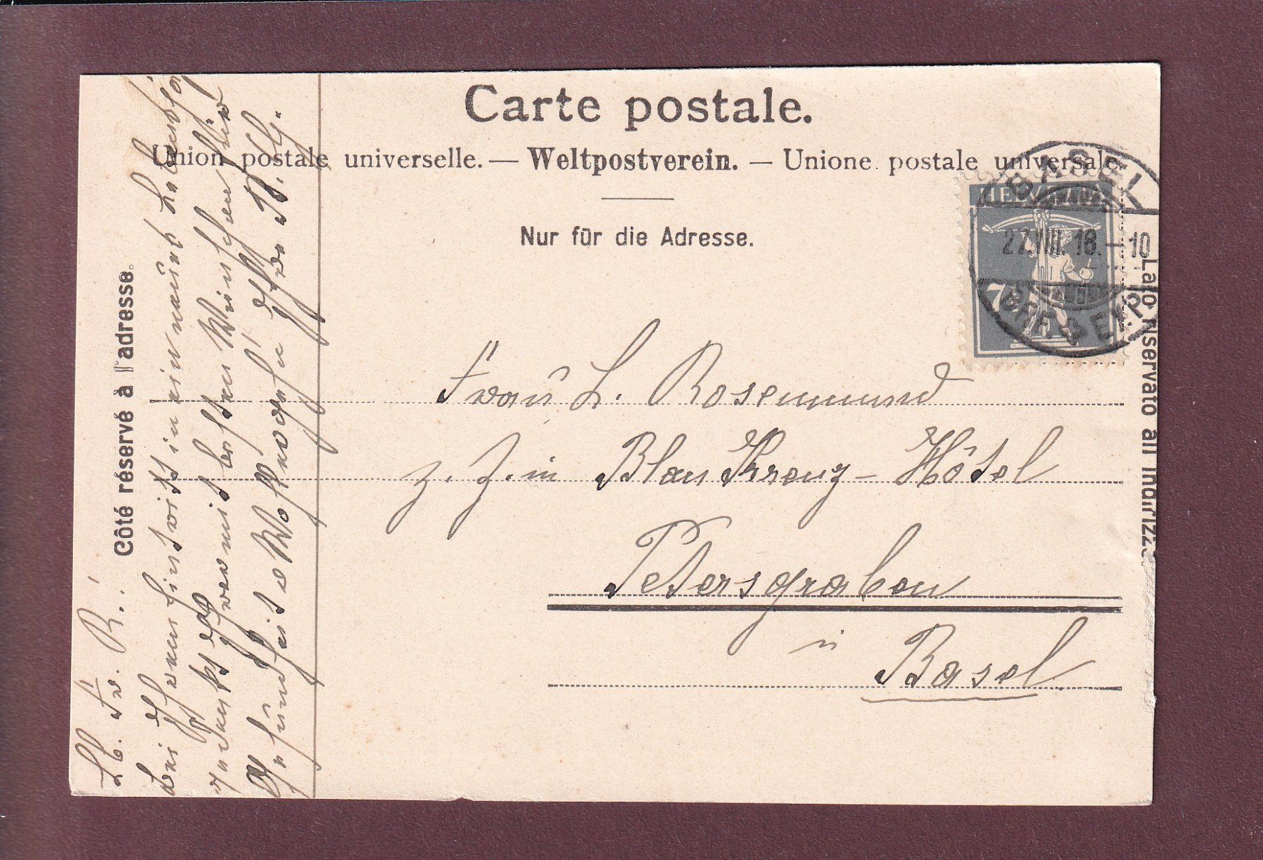 Cartes postales: Kurhaus FRUTT - Melchsee - Fam. Egger - 1918 – D'occasion à Pully par nicecards 1