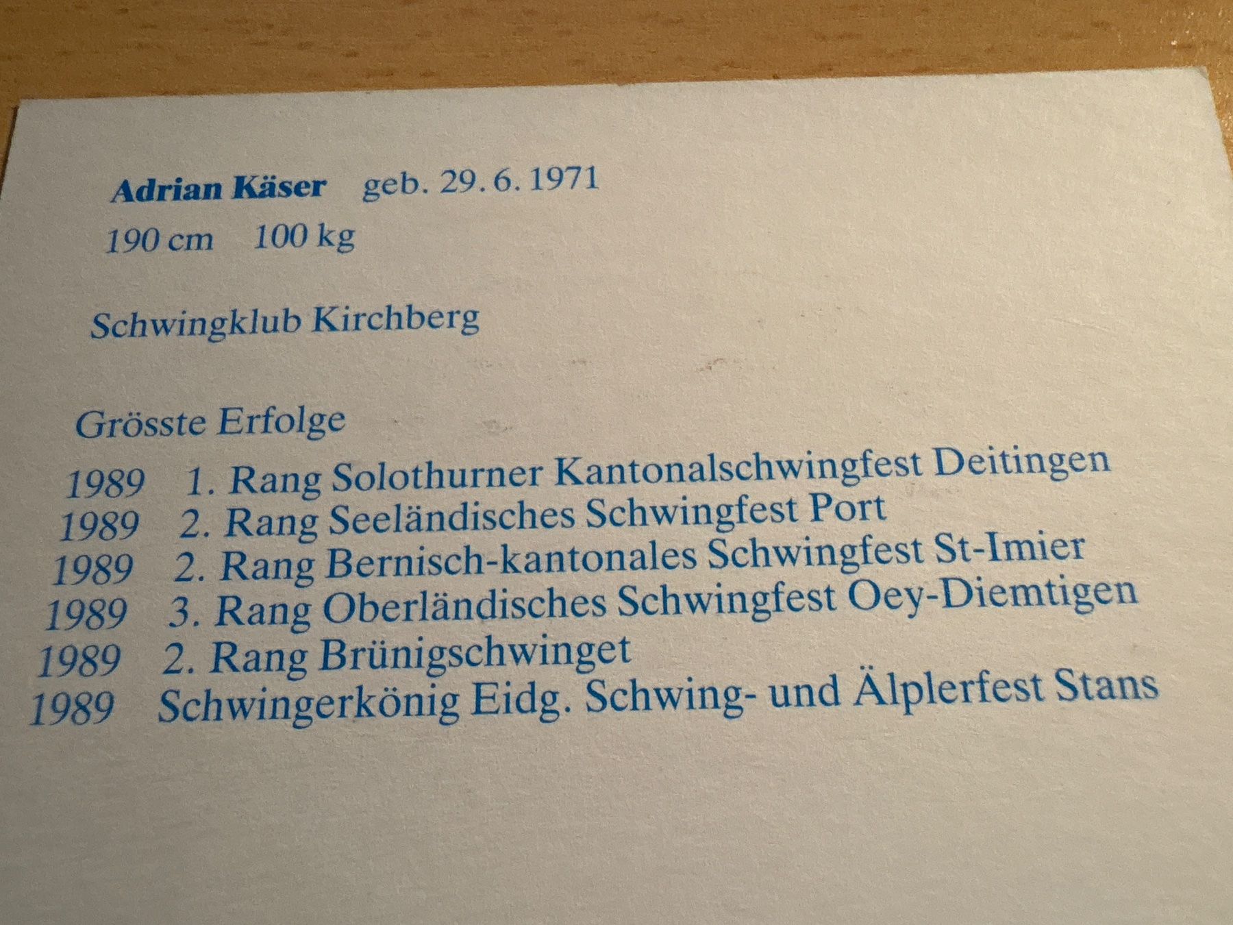 Autografi: Adrian Käser Autogrammkarte, Schwinger – Usato da Ibach venduto da lisch3 2