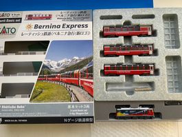 Kato Lok Zernez RhB Club und Wagenset Bernina Express in N