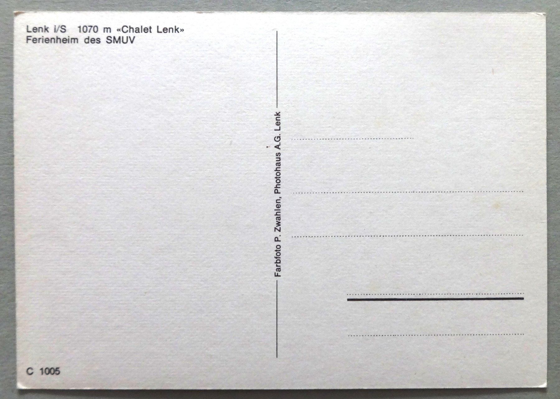 Cartoline postali: Lenk i/S, 1070 m, "Chalet Lenk" – Usato da Fétigny venduto da Billy2miny 1