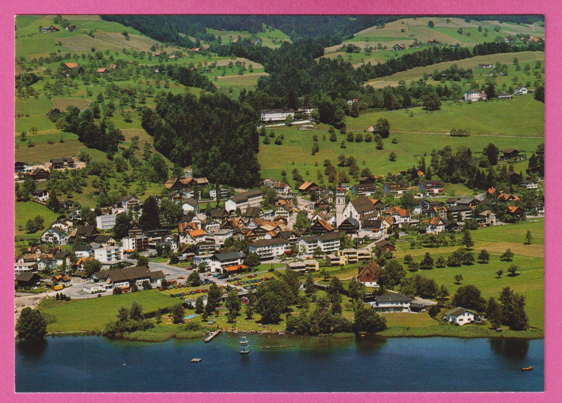 Cartoline postali: Oberägeri Zug Flugaufnahme – Usato da Einsiedeln venduto da dillie