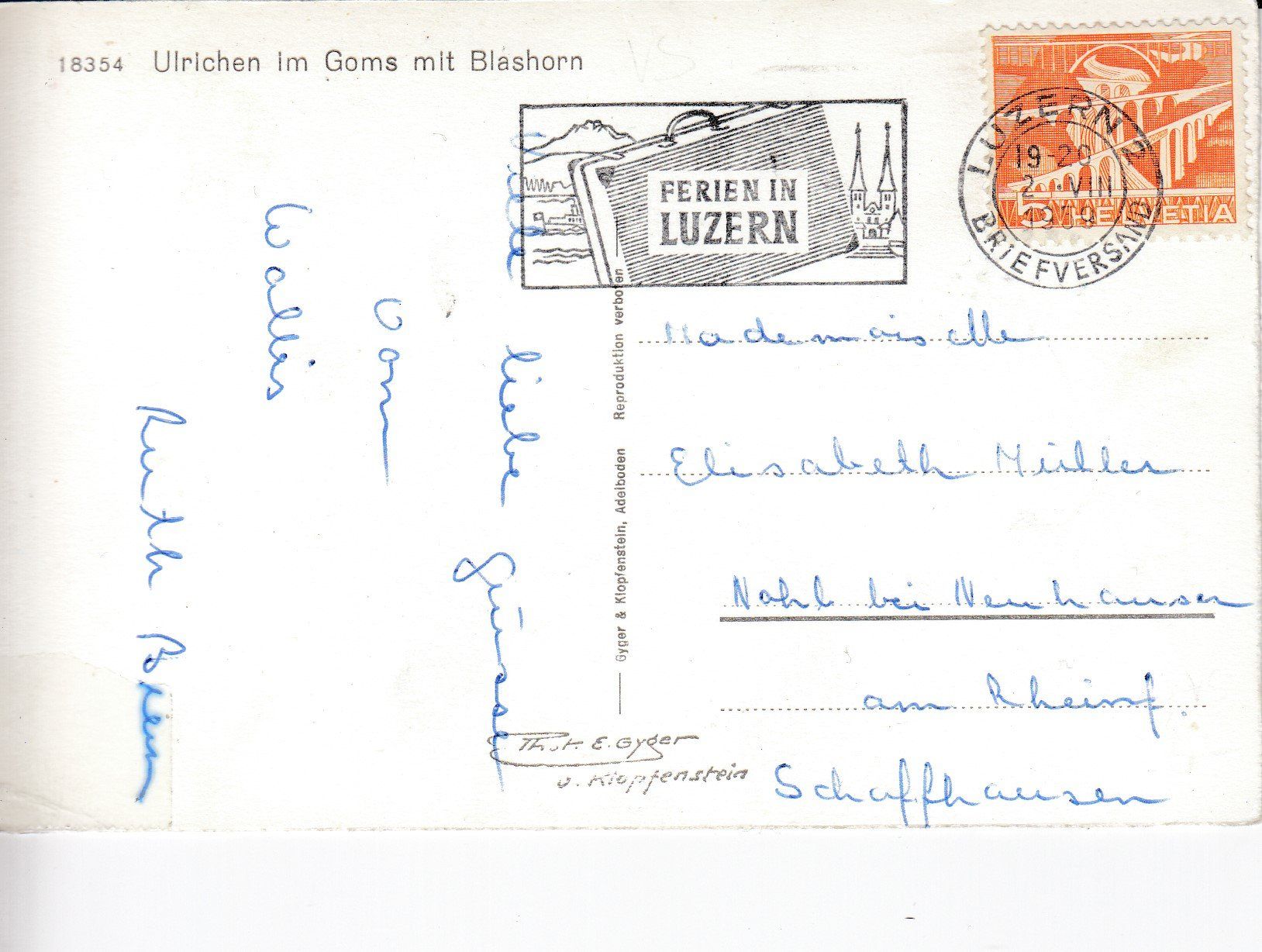 Cartoline postali: Ulrichen  VS   im Goms       um 1959 – Usato da Brig venduto da Valcards54 1