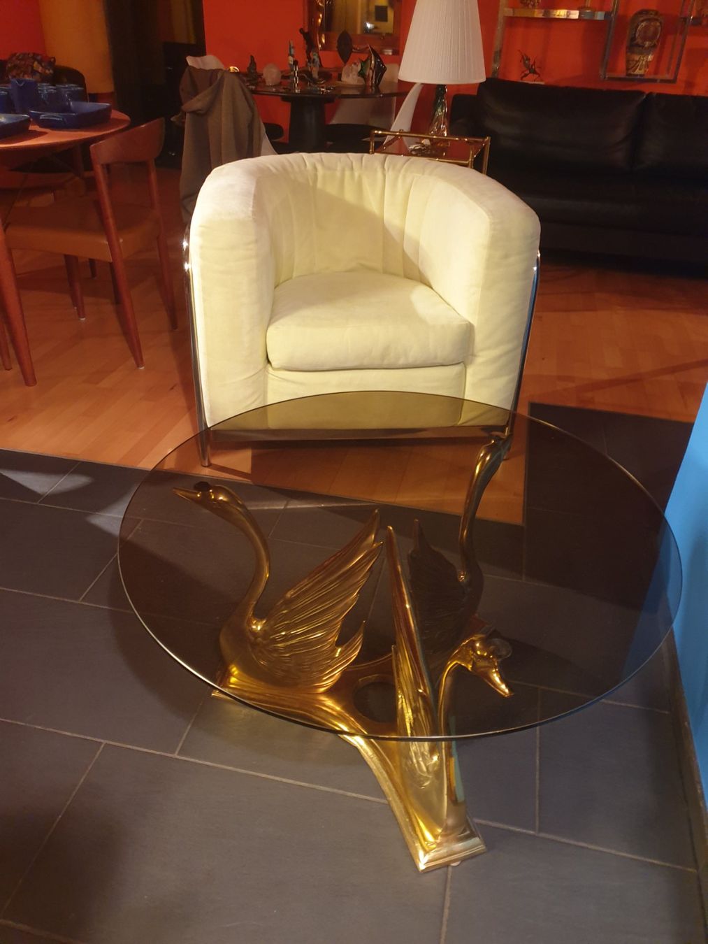 Tische: Art Deco Brass Swan Coffee Table – Gebraucht aus rebstein von spacy73 4