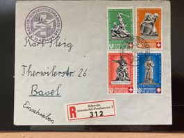 Schweiz 1940 PP R-Satzbrief Basler Bundesfeier Automobilpost