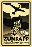 Blechschild-ZÜNDAPP-bewährt als Motorrad- und Flugzeugmotor