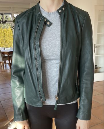 Mango Lederjacke grün Grösse S Frühling