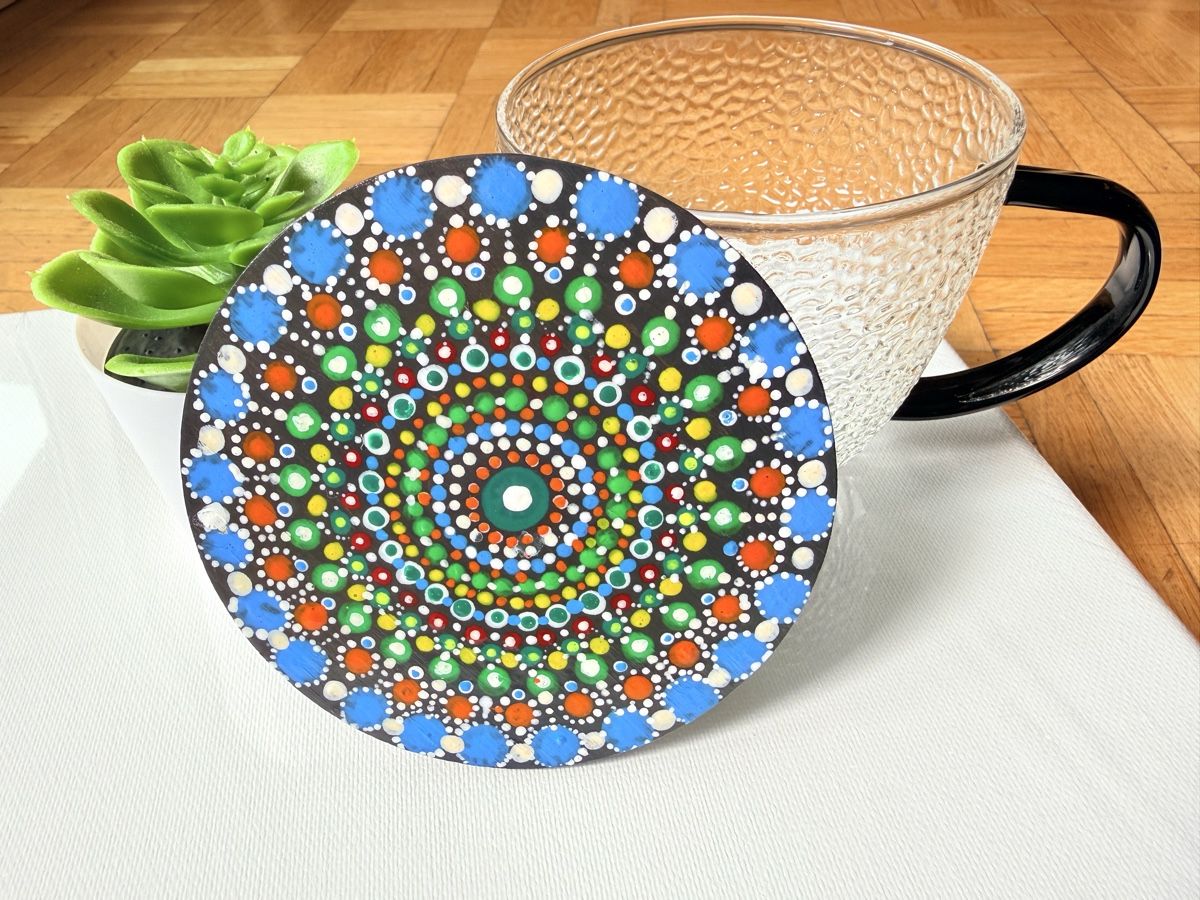 Sottobicchieri: Hand Painted Dot Mandala Coaster - Unique Gift Idea! (2pcs) – Nuovo e nell'imballaggio originale da Opfikon venduto da aka_xl7l 1