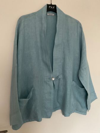 PURO LINO 100% Leinen oversize Jacke Gr ca L/XL hellblau