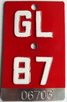 Velonummer Glarus 1987 GL 87