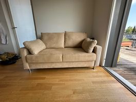 Schlafsofa Beige Stoff 2-Sitzer guter Zustand