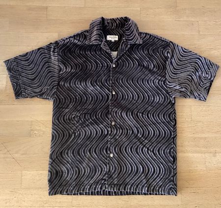 SPANISH HARLEM chemise velours gris boutons flammings L